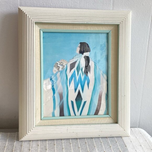 Vintage Native American Woman Wall Art Framed Picture Signed Diana Martin - Picture 1 of 9